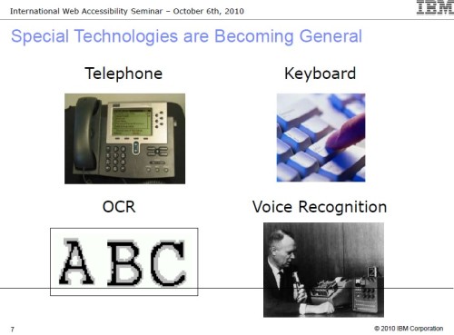 접근성 기술이 대중에게 도움을 주는 사례- 전화, 키보드, OCR 기술, 음성 인식